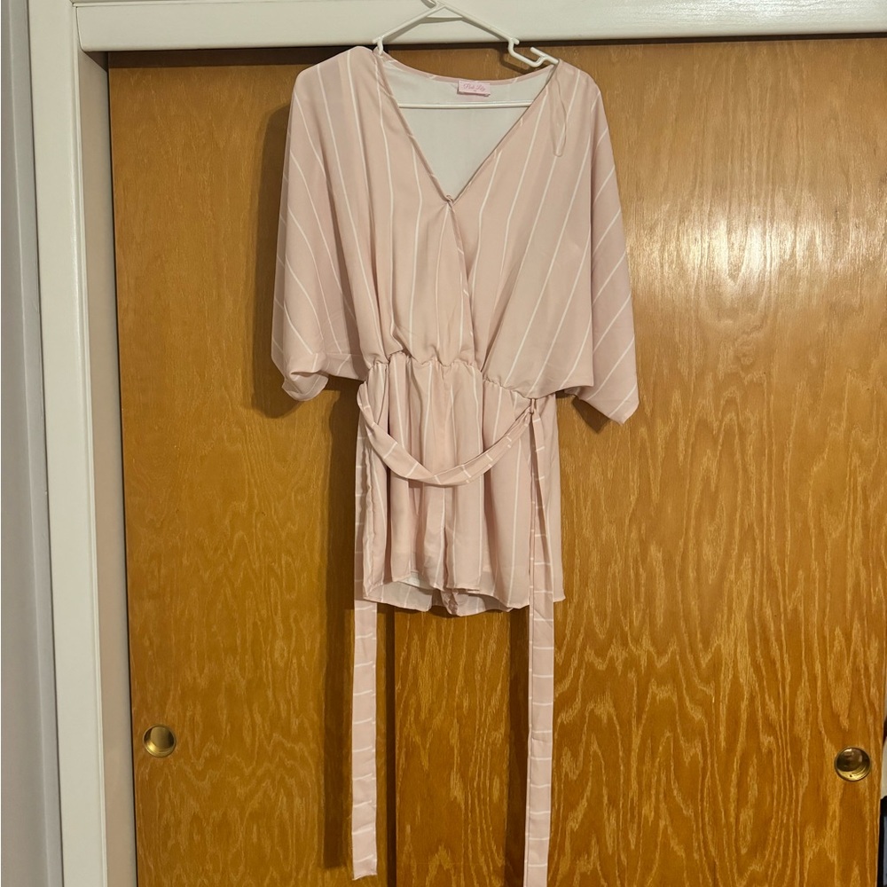 Pink Lily Blush Striped Romper